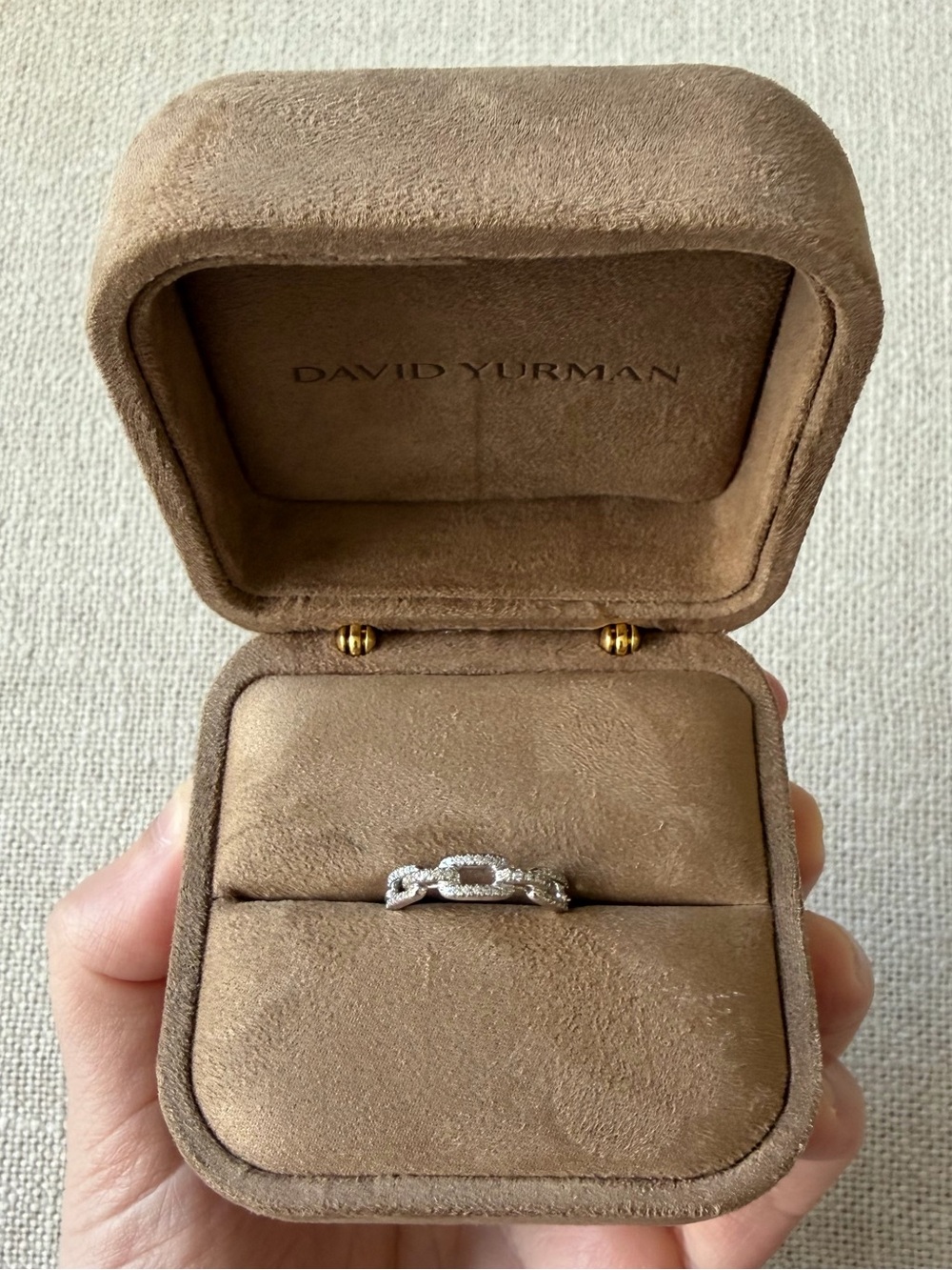 David Yurman Stax Chain Link Ring - 18K White Gold with Diamonds, 4.5mm - Picture 7 of 9